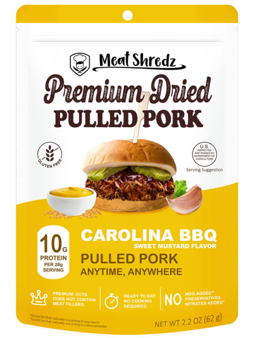 Simply Meat Shredz Carolina BBQ Sweet Mustard Dried Shredded Pulled Pork Jerky