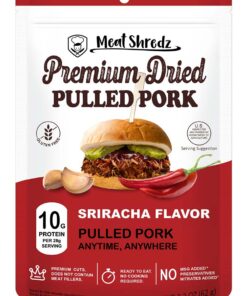 meat shredz spicy sriracha front shredded jerky snack dehydrated backpack food hiking freeze dried